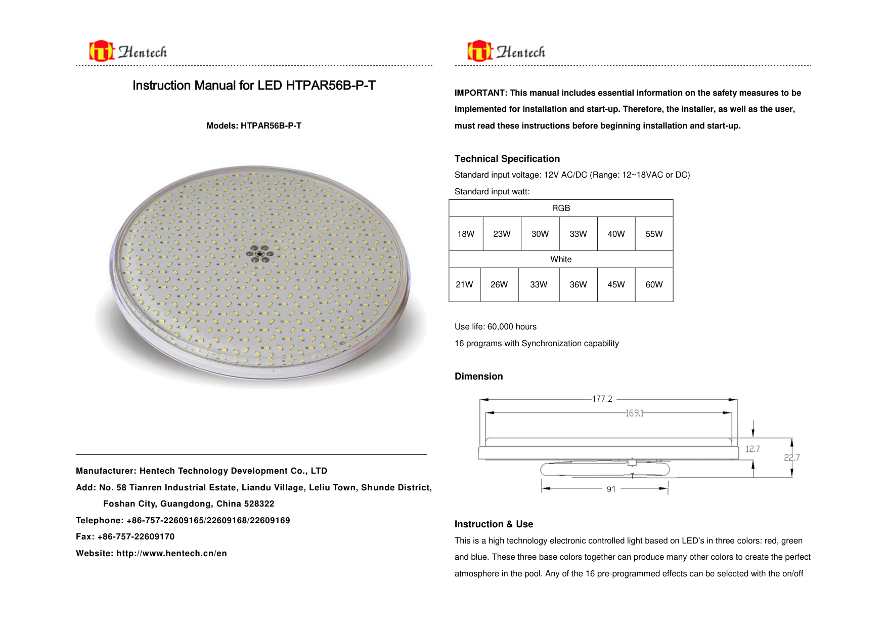 LED HTPAR56B-P-T RGB 40W