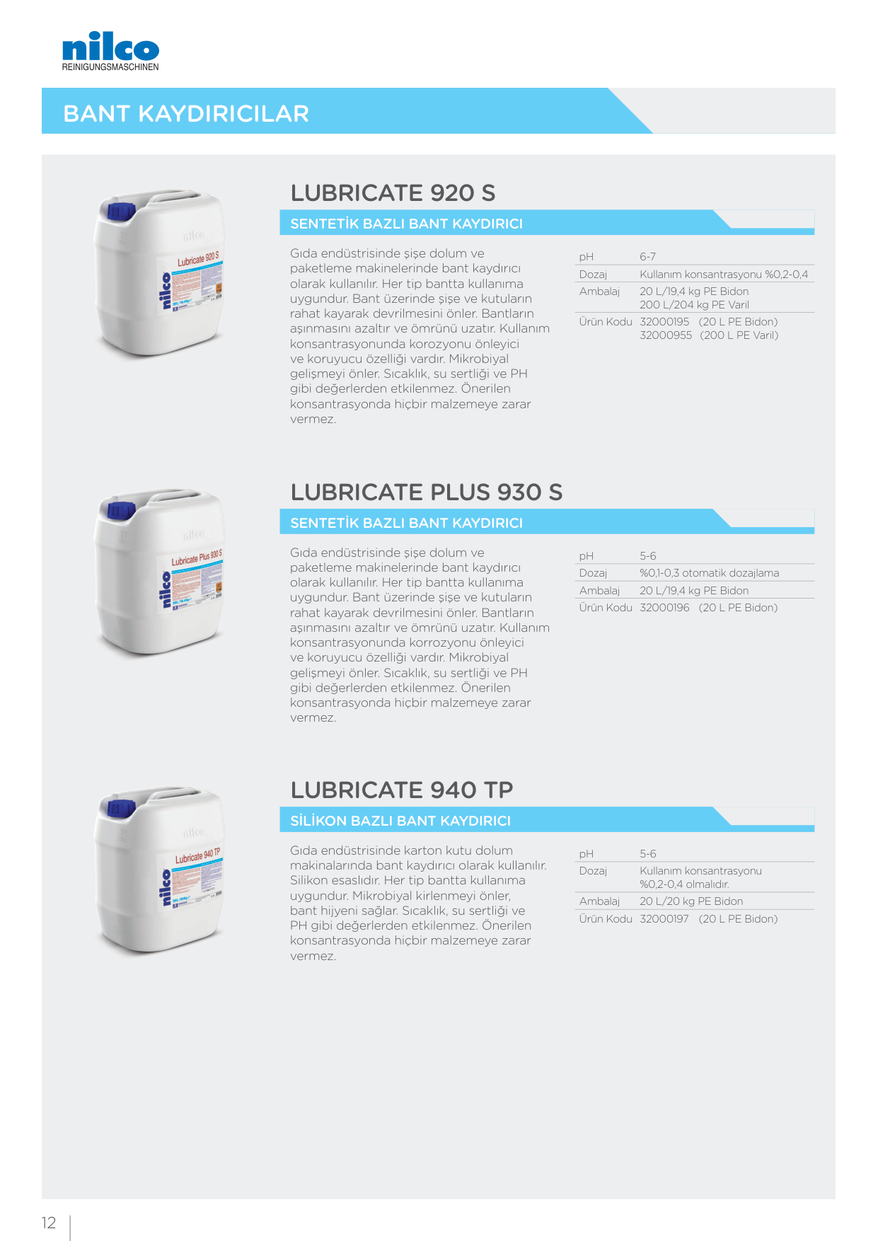 LUBRICATE 920 S Sentetik Bazlı Bant Kaydırıcı - 20 L