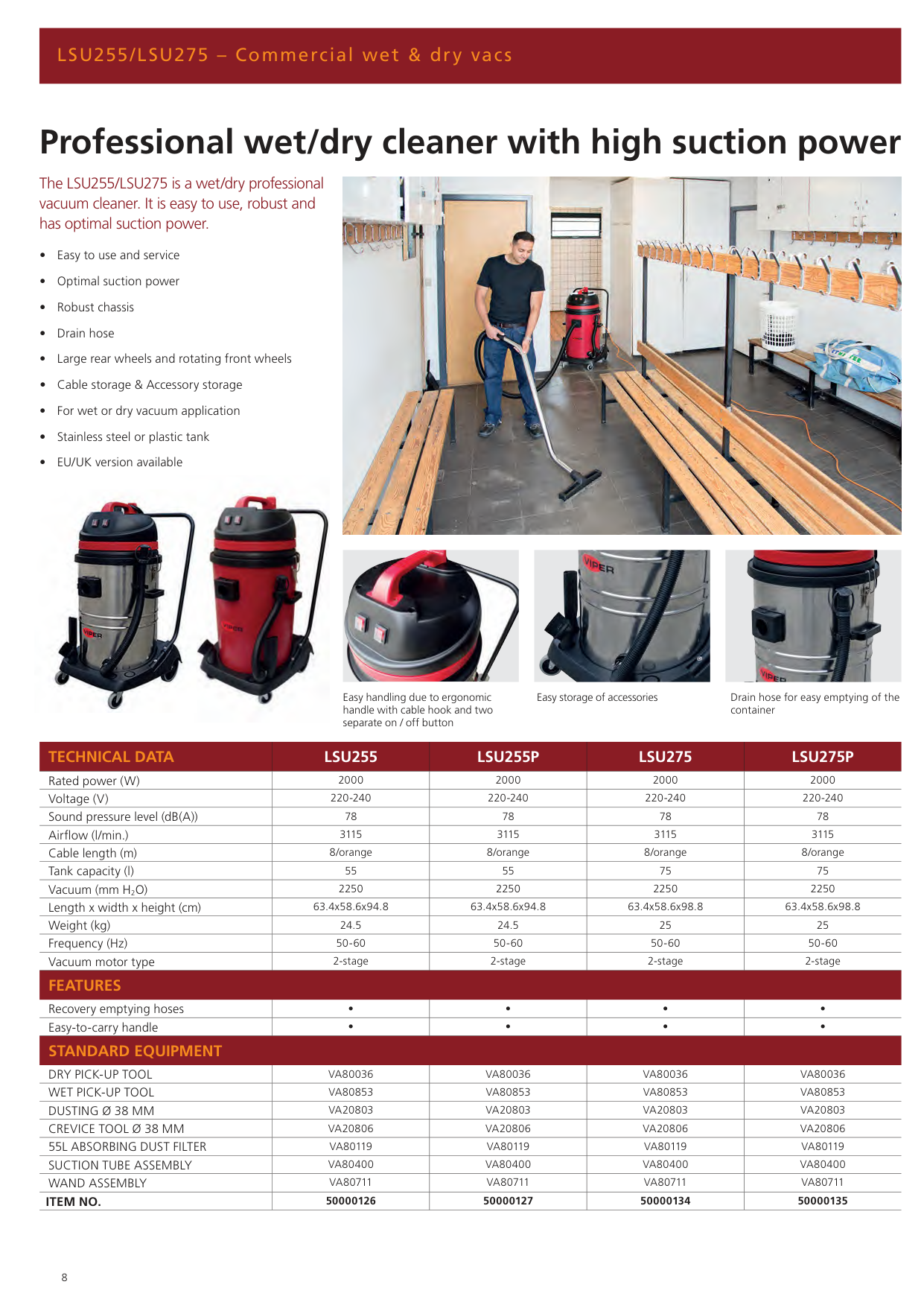 LSU255P Commercial wet & dry vac